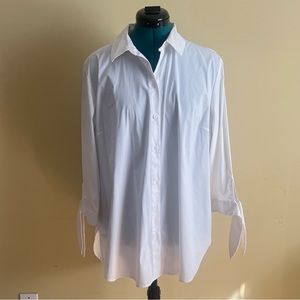 Worn Once Button Down White Collared Thigh Length Shirt